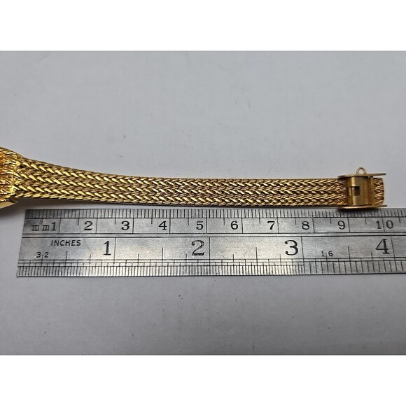 Xavier Womens Quartz Gold Tone Diamond Watch Basket Weave Bracelet New Battery - Picture 8 of 10